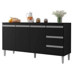 Balcão Pia Andréia 150cm Preto Com Tampo Mdp - Ajl Móveis Preto