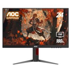 AOC Monitor de jogos 24G4 de 24 polegadas, painel IPS Full HD 1920 x 1080, 180Hz 1ms, 1 HDMI 2.0, 1 porta de exibição, sincronização adaptativa, saída de fone de ouvido de áudio, pronto para jogos de