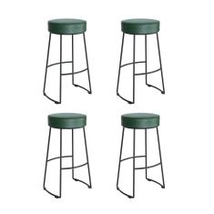 Conjunto 4 Banquetas Nice em Aço Industrial Yescasa Preto / Verde Musgo