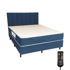 Cama Box e Colchão Magnético Massageador 20cm com Cabeceira - Queen - 