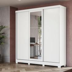Guarda-roupa Casal Kappesberg 3 Portas Reversiveis De Correr 3 Espelhos 2 Cabideiros Branco