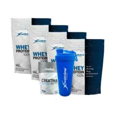 4X Whey Protein 100% 900g Health time (3,6 kg) + Creatina 300g + Coque