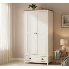 Guarda-Roupa Solteiro 2 Portas 1 Gaveta Topázio 100% Madeira Maciça - 