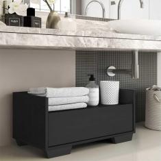 Gabinete Armário Banheiro 60 Cm com Pés Quadrados Multimóveis Preto