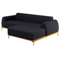 Sofá 230cm 4 Lugares Chaise Direito Pés Gold C-465 Chumbo