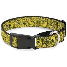 Buckle-Down Coleira para cachorro martingale – Bandana/caveiras roxas/brancas – 2,54 cm de largura – serve para pescoços de 38,12 a 66,04 cm – Grande