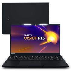 Notebook Positivo Vision R15 AMD® Ryzen 7-5700U Linux 32GB RAM 512GB SSD IPS Full HD 15.6” Lumina Bar - Preto