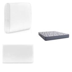 Colchão Queen Espuma D45 Ult Black 158x198x25cm com 2 Travesseiros de Espuma Ecosoft Herval Cinza/Branco