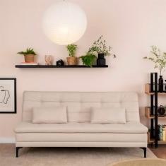 Sofá-Cama Casal 3 Lugares Prince Suede Bege