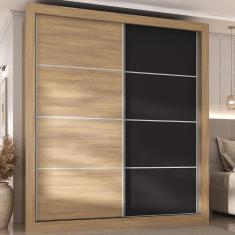 Guarda Roupa Casal Dallas MP4271 2 Portas de Correr 4 Gavetas MDP Madeirado-preto Multimóveis