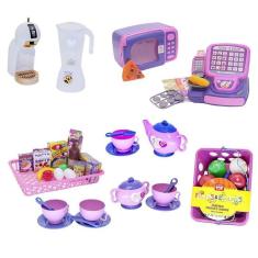 Kit Café Infantil Registradora Cafeteira Microondas 57P