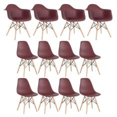 Conjunto 4 x cadeiras Eames DAW com braços + 8 cadeiras Eiffel DSW