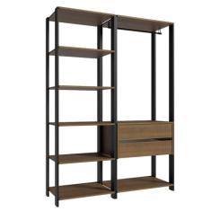 Guarda-roupa Closet Modulado Valencia 2 Gavetas 129cm Rustic/preto Madesa