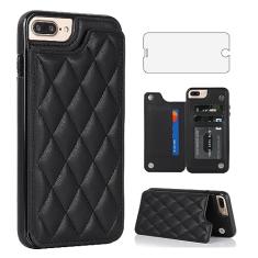 Asuwish Capa de telefone para iPhone 7plus 8plus 7/8 Plus capa carteira com protetor de tela e suporte de cartão de crédito RFID de couro acessórios para celular i Phone7s 7s + 7+ 8s 8+ Phones8 7p 8p