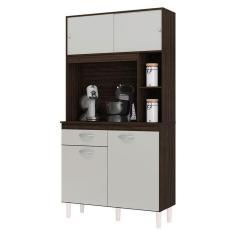 Armário Para Cozinha Kit Duda 90 Cm Chocolate Off White - Poquema
