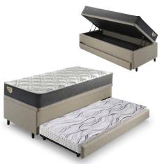 Bicama Box Baú Solteiro Com Colchão Adapto Molas Ensacadas Ecoflex Lin