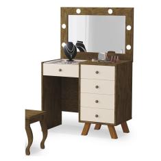 Penteadeira Camarim com Espelho e Led Luna Malbec Off White Luapa