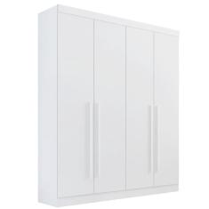 Guarda Roupa Solteiro 4 Portas 3 Gavetas - Da Vinci Plus-Branco - Móveis D'Doro