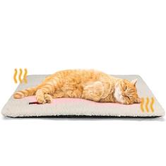 Cama de gato autoaquecedora tapete de cachorro 61 x 45 cm almofada térmica extra quente para animais de estimação internos e externos com capa removível, parte inferior antiderrapante lavável