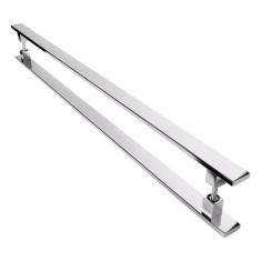 Puxador Inox Para Porta Pivotante Madeira Vidro 40 cm - MetalCromo