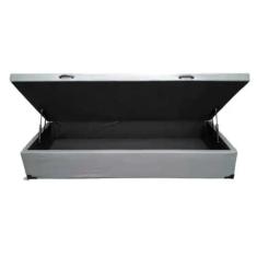 Cama Box Baú Solteirão King Sintético Cinza Com Pistão A Gás, Imperium