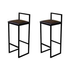 Kit 2 Banqueta Alta Cozinha Bar Balcão Bistrô Industrial Preta Assento
