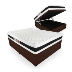 Cama Box Baú Viúva + Colchão De Espuma D45 - Castor - Black White Double Face 128x188x69cm