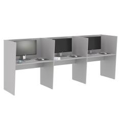 Mesa de Trabalho 3 Lugares Inglaterra Cinza