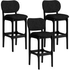 Kit 3 Banquetas Alta Cozinha Betta L02 Preto Chumbo