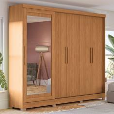 Guarda-Roupa Casal 5 Portas 4 Gavetas com Espelho Canela - Kappesberg