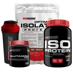 Kit Optimum Isolate Whey Protein 900g + Iso Protein 900g Baunilha + Gl