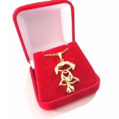 Colar Menina Filha Delicada Com Caixinha Folheada a Ouro 18k