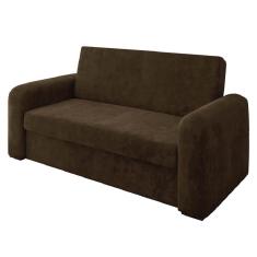 Sofá Cama Versátil 2 Lugares Veludo Selmer Marrom