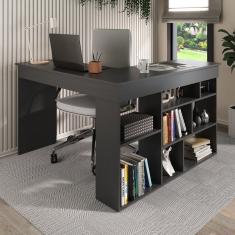 Mesa De Escritório Em L 8 Nichos Montecello Yescasa Grafite-grafite