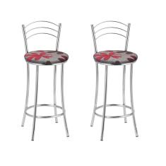 Kit 2 Banquetas Cromadas Bc26-b E511 Cromado/vermelho