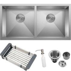Cuba Dupla Inox 304 Quadrada Gourmet Plana Cozinha 88X40 - Smartinox