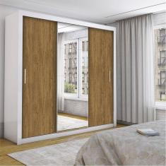 Guarda Roupa Isabela Casal 3 Portas de Correr Com Espelho Luxo Carioca Móveis