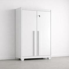 Armário Multiuso com 2 Portas com Chave 3 Prateleiras para Lavanderia 