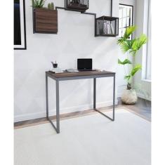 Escrivaninha Mesa Escritório 90x60 90cm Cinza Grafite e Nogal - Comple