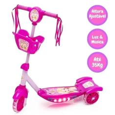 Patinete Dm Toys Com Cesta Corrida Divertida - Rosa
