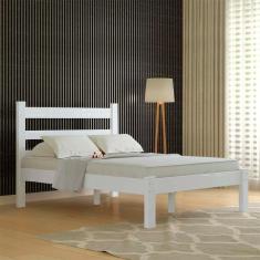 Cama Casal Com Cabeceira Em Madeira Maciça Branco Adeline Shop Jm