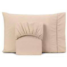 Jogo De Cama Lençol Micro Percal 200 Fios Com Elástico Solteiro, Casal