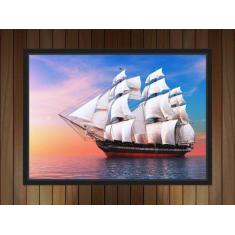 Quadro Decorativo Navio Embarcação Decorações Com Moldura - Vital Quad