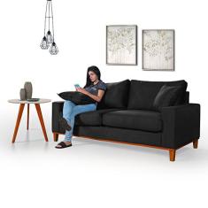 Sofá Living Istambul em Suede Essencial Estofados, Preto