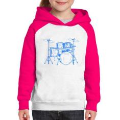 Moletom Infantil Bateria Música (azul) - Foca na Moda, Branco, Rosa, 2