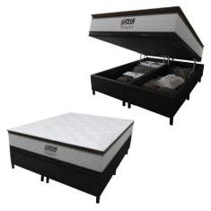Cama Box Baú Queen Colchão Molas Pocket Ensacadas Tower 158x198x75cm B