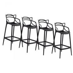 Conjunto C/4 Banqueta Allegra Alta Master Preta Cozinha Americana Balcão Polipropileno