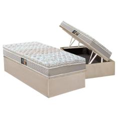 Cama Box Baú Solteiro: Colchão Molas  Ensacadas Castor Class + Base CRC Suede Clean (88x188)