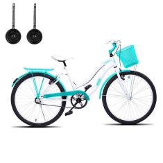 Bicicleta Infantil Aro 24 Com Cestinha e Rodinhas-Feminino