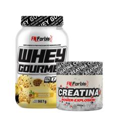 Kit Whey Protein Gourmet Pote 907g + Creatina Power Explosion Sem Sabo